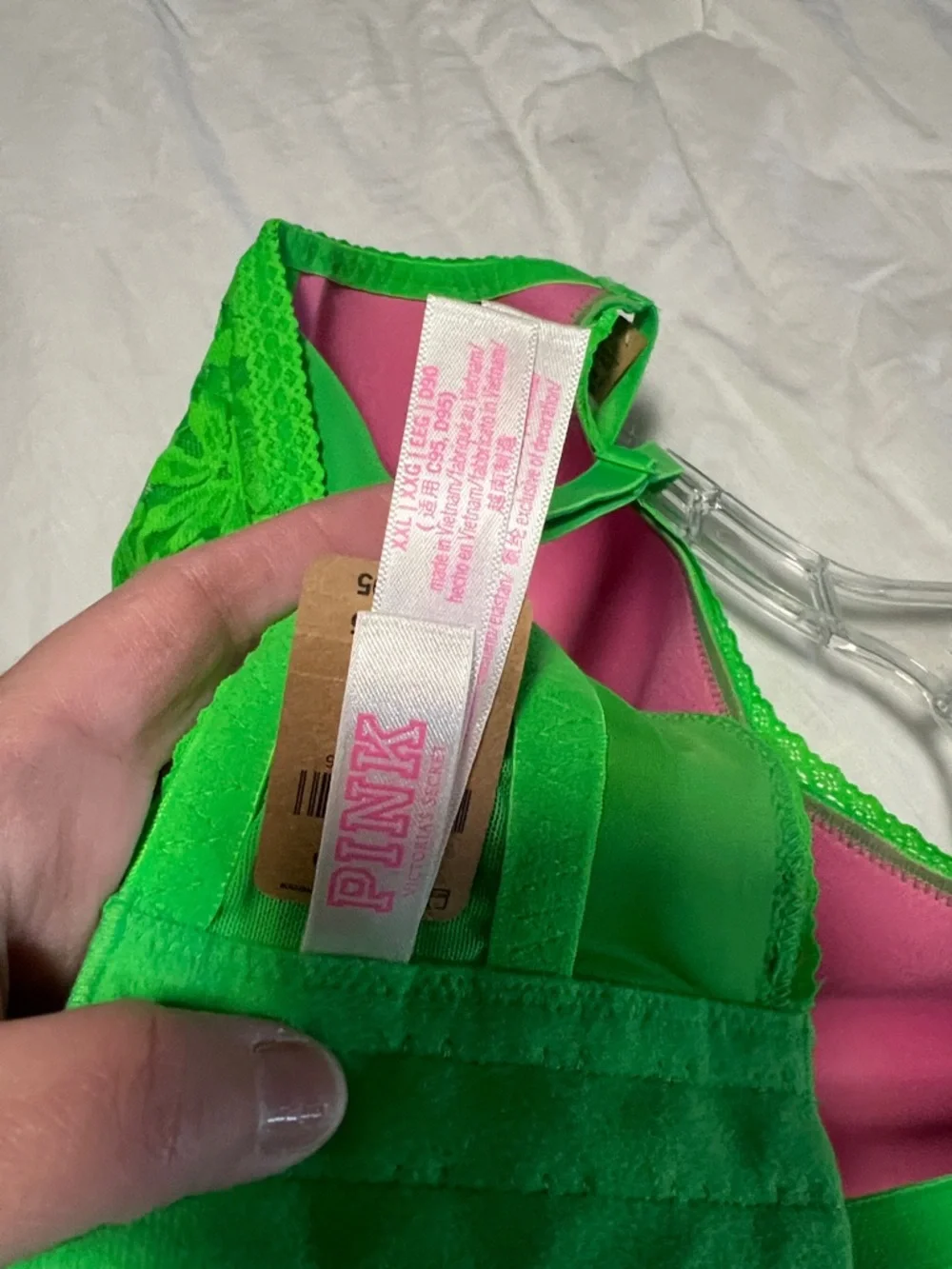 Pink by Victoria Secret Lace Bralette Camisole in Green with extra bra support - Picture 4 of 5